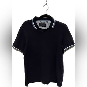 Ted Baker navy Blue Polo Light blue trim V neck size 3 Preppy